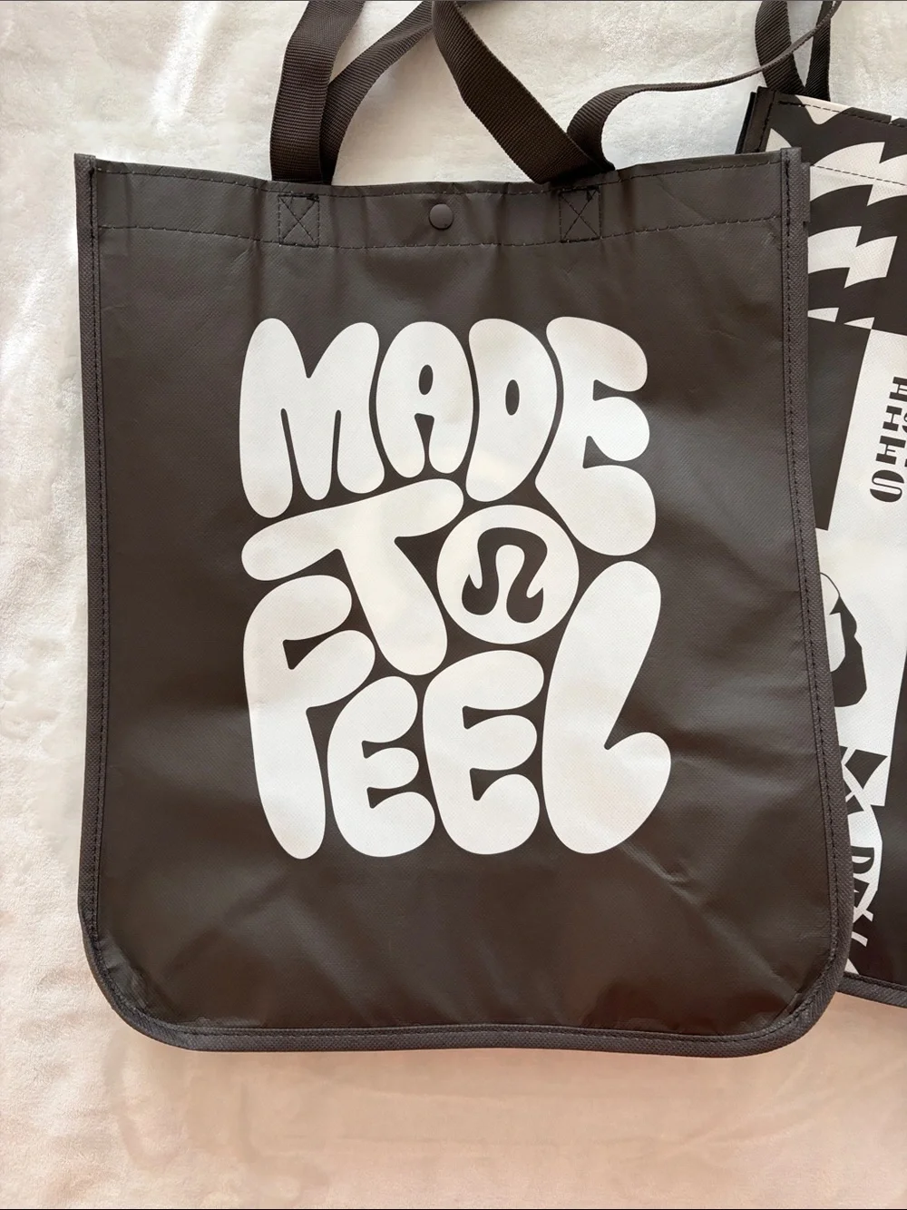 🤍🤎Lululemon Brown & White Reusable Tote Set Of 3 large 🤎🤍